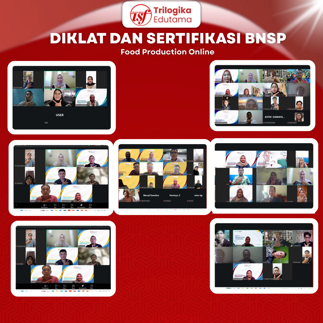 Trilogika Edutama Berhasil Menyelenggarakan “Diklat & Sertifikasi Program Food Production Skema Demi Chef” dengan total 7 Angkatan pada Bulan Januari 2026 Secara Online dengan peserta dari seluruh Indonesia